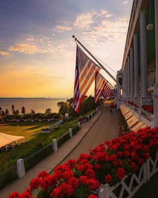 One golden view that never gets old! 🌅  Nice to enjoy a sunset on the Grand Old Porch once in a while! ❤️