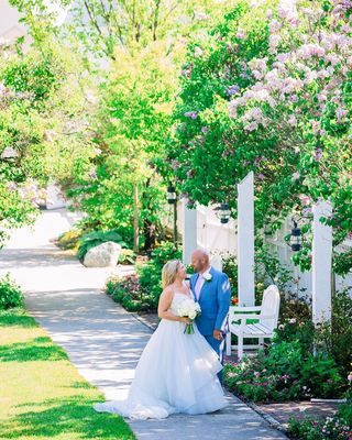 One day closer to bright summer weddings on the porch at Grand Hotel! Erica & Craig tied the knot on the first day of summer 2022! Lilacs in bloom and sailboats under the bridge! 🌸☀️